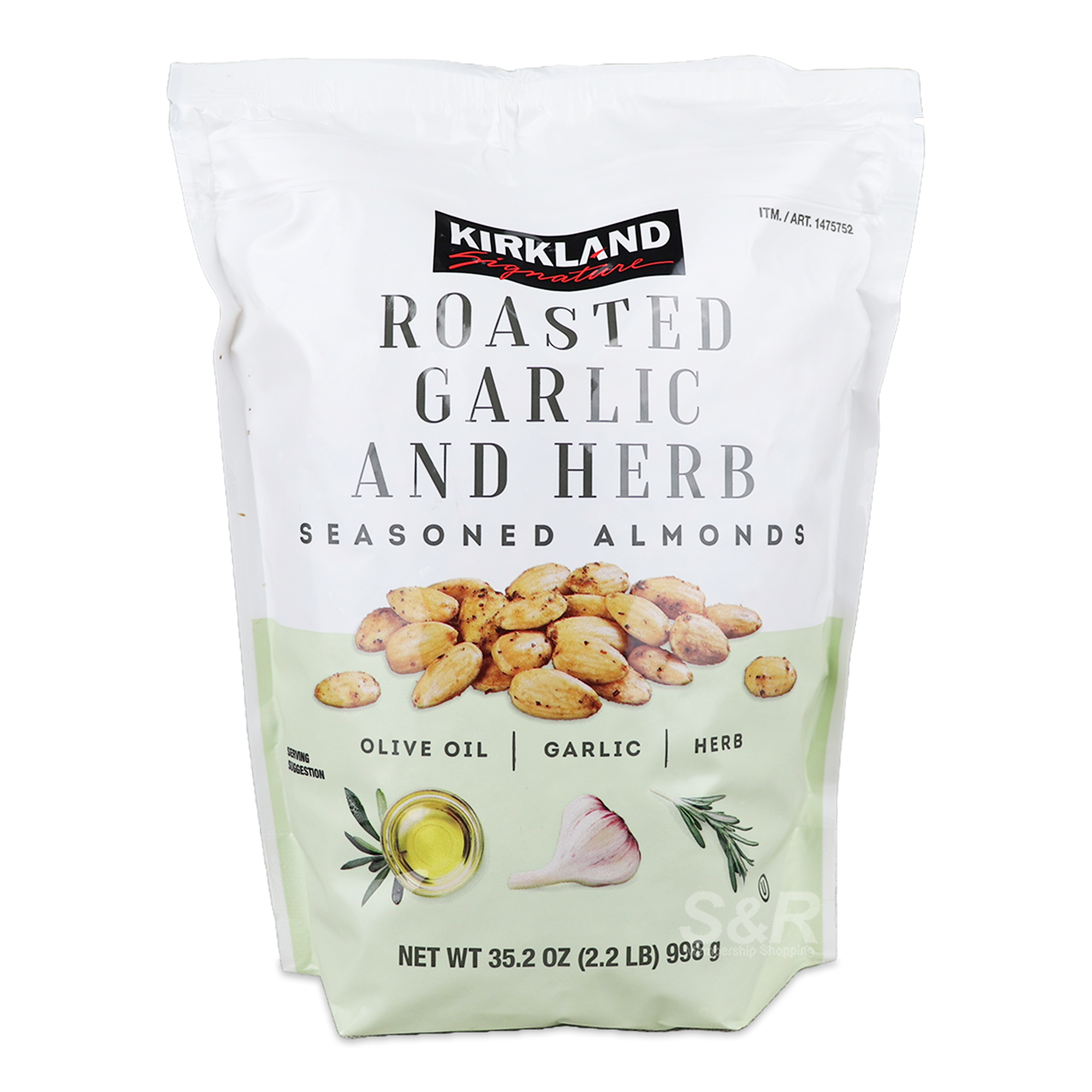 Kirkland Signature Roasted Garlic and Herb Seasoned Almonds 998g